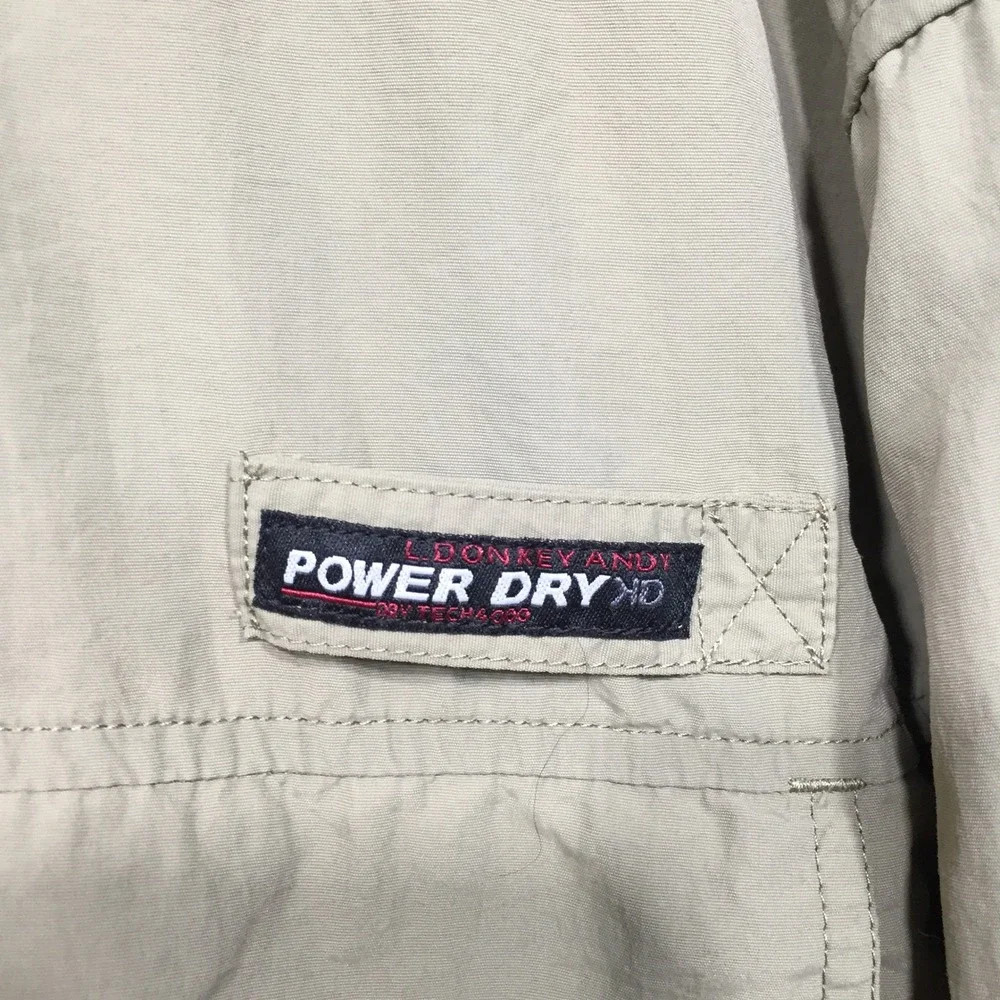 Little Donkey Andy Mens Power Dry Fishing Shirt Tan Khaki Vented Hiking Large